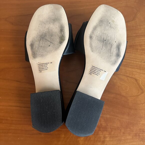 Steve Madden black leather slide. Worn once. Size 8. - Picture 4 of 8